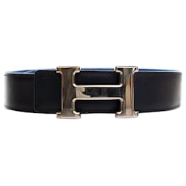 Hermès-Hermès Black Espom and Swift Constance H Reversible Belt-Black