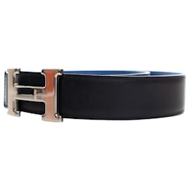 Hermès-Hermès Black Espom and Swift Constance H Reversible Belt-Black
