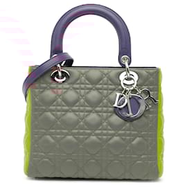 Dior-Dior Pink Medium Tricolor Lambskin Cannage Lady Dior-Pink