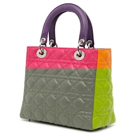 Dior-Dior Pink Medium Tricolor Lambskin Cannage Lady Dior-Pink
