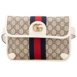 Gucci-Gucci Brown GG Supreme Ophidia Belt Bag-Brown,Beige