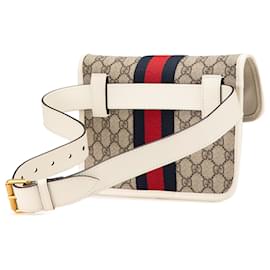 Gucci-Gucci Brown GG Supreme Ophidia Belt Bag-Brown,Beige