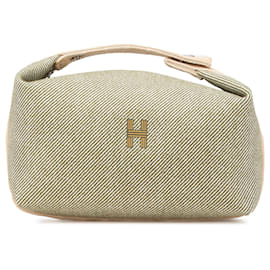 Hermès-Hermès Green Large Wool Bride A Brac H Natte Case-Other,Green,Cream