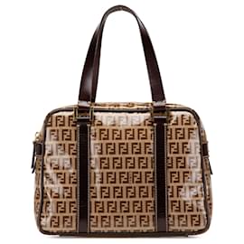 Fendi-Fendi Brown Zucchino Crystal Handbag-Brown