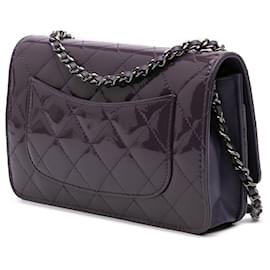 Chanel-Chanel Purple Classic Patent Wallet On Chain-Purple
