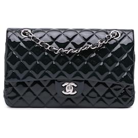 Chanel-Chanel Blue Medium Classic Patent Double Flap-Blue,Navy blue