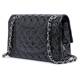 Chanel-Chanel Blue Medium Classic Patent Double Flap-Blue,Navy blue