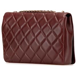 Chanel-Chanel Red Medium Quilted Lambskin Diamond CC Flap-Red,Dark red