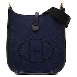 Hermès-Hermès Blue Feutre and Swift Evelyne TPM-Blue,Other