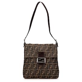 Fendi-Fendi Brown Zucca Canvas Shoulder Bag-Brown