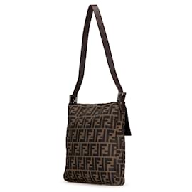 Fendi-Fendi Brown Zucca Canvas Shoulder Bag-Brown