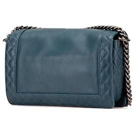 Chanel-Chanel Blue Medium Calfskin Boy Reverso Flap-Blue,Navy blue