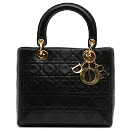 Dior-Dior Black Medium Lambskin Cannage Lady Dior-Black