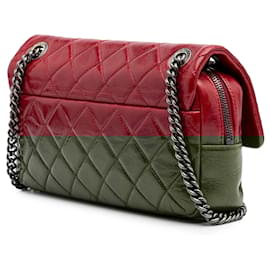 Chanel-Chanel Red Medium Glazed Calfskin Duo Color Flap-Red,Dark red