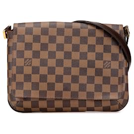 Louis Vuitton-Louis Vuitton Brown Damier Ebene Musette Tango Long Strap-Brown