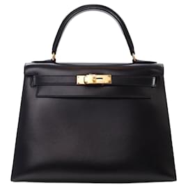 Hermès-Hermès Black Box Calf Kelly Sellier 28-Black
