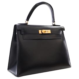 Hermès-Hermès Black Box Calf Kelly Sellier 28-Black