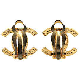 Chanel-Chanel Gold Gold Plated CC Faux Pearl and Rhinestones Clip On Earrings-Golden
