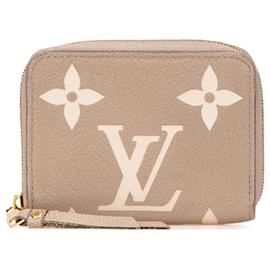 Louis Vuitton-Louis Vuitton Brown Bicolor Monogram Empreinte Giant Zippy Coin Purse-Brown,Beige