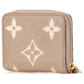 Louis Vuitton-Louis Vuitton Brown Bicolor Monogram Empreinte Giant Zippy Coin Purse-Brown,Beige
