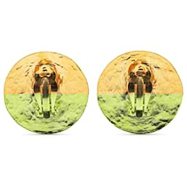 Chanel-Chanel Gold Gold Plated CC Round Clip on Earrings-Golden