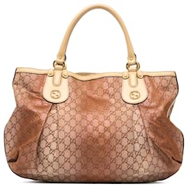 Gucci-Gucci Brown GG Lurex Scarlett Tote-Brown