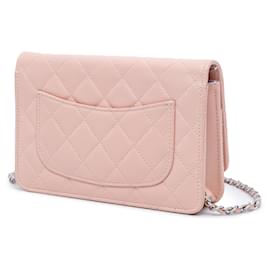 Chanel-Chanel Pink CC Quilted Caviar Wallet On Chain-Pink