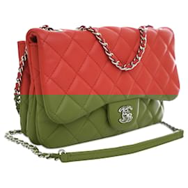 Chanel-Chanel Red Small Quilted Lambskin 3 Flap-Red