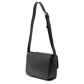 Céline-Celine Black Shiny Calfskin Triomphe Claude Shoulder Bag-Black