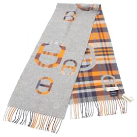Hermès-Xale de cashmere Tartan Maillon da Hermès-Marrom,Laranja,Azul marinho
