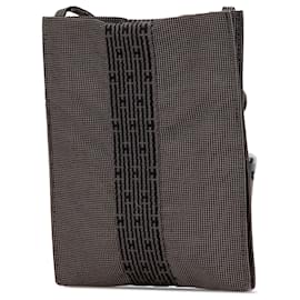 Hermès-Hermès Gray Toile Herline Pochette-Brown