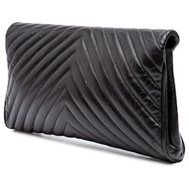 Chanel-Chanel Black Chevron Lambskin Fold Up Again Clutch-Black