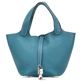 Hermès-Hermès Blue Clemence Picotin Lock 18-Blue,Other