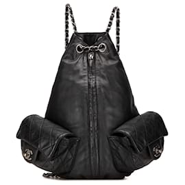 Chanel-Chanel Black Large Calfskin Backpack is Back-Black