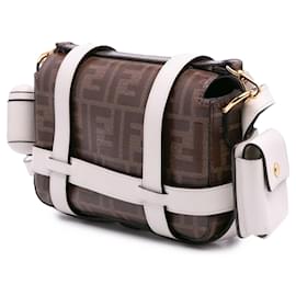 Fendi-Fendi Brown Mini Zucca Glazed Fabric Cage Baguette Satchel-Other