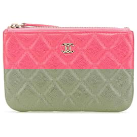 Chanel-Chanel Pink Small Quilted Caviar Cosmetic Case-Pink