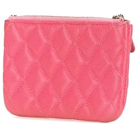 Chanel-Chanel Pink Small Quilted Caviar Cosmetic Case-Pink