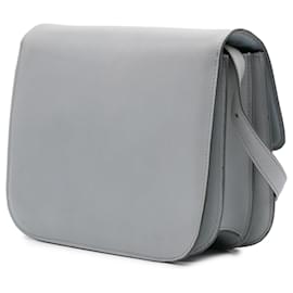 Céline-Celine Gray Medium Calfskin Classic Box-Brown,Grey