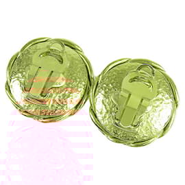 Chanel-Chanel Gold Gold Plated Faux Pearl CC Round Clip On Earrings-Golden