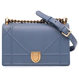 Dior-Dior Blue Small Grained Calfskin Diorama Flap-Blue,Other
