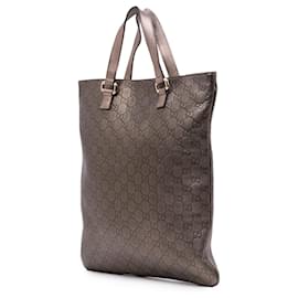 Gucci-Gucci Brown Metallic Guccissima Tote-Brown,Bronze