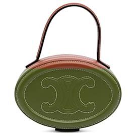 Céline-Celine Brown Calfskin Cuir Triomphe Oval Handbag-Brown