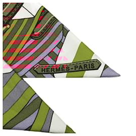 Hermès-Hermès Red Sangles Silk Twilly Scarf-Red,Dark red