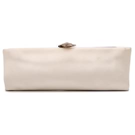 Chanel-Chanel Brown Camellia Satin Clutch-Brown,Beige