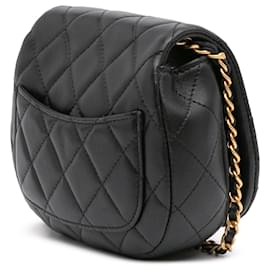 Chanel-Chanel Black Mini Quilted Calfskin Coco Mail Clutch with Chain-Black