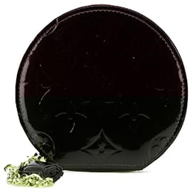 Louis Vuitton-Louis Vuitton Red Monogram Vernis Round Coin Pouch-Red,Dark red