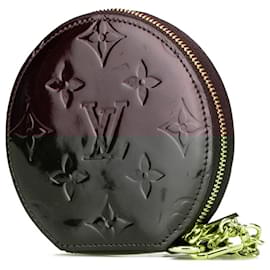 Louis Vuitton-Louis Vuitton Red Monogram Vernis Round Coin Pouch-Red,Dark red