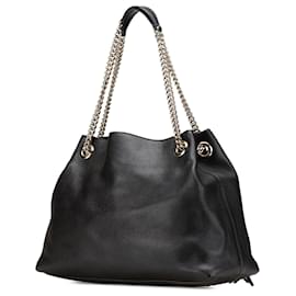 Gucci-Gucci Black Medium Leather Soho Chain Tote-Black