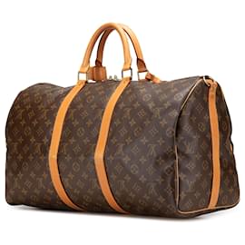 Louis Vuitton-Louis Vuitton Brown Monogram Keepall Bandouliere 50-Brown