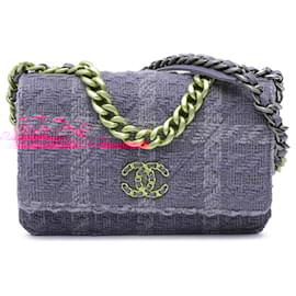Chanel-Chanel Pink Tweed 19 Wallet On Chain-Pink,Other